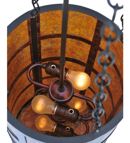 Meyda Lighting Truffle 12" 4-Light Timeless Bronze Pendant Light With Amber Mica Shade Glass