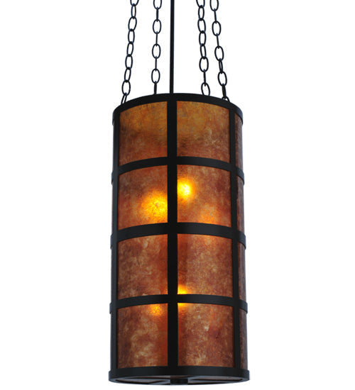 Meyda Lighting Truffle 12" 4-Light Timeless Bronze Pendant Light With Amber Mica Shade Glass