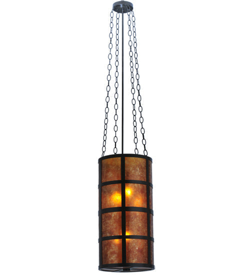 Meyda Lighting Truffle 12" 4-Light Timeless Bronze Pendant Light With Amber Mica Shade Glass