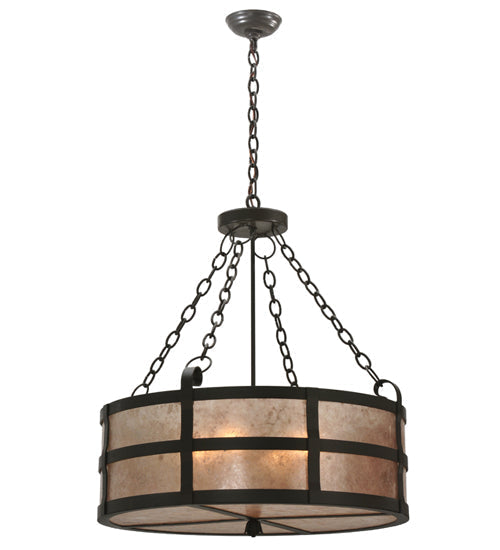 Meyda Lighting Truffle 26" 4-Light Timeless Bronze Inverted Pendant Light With Silver Mica Shade Glass