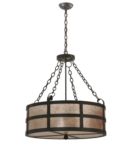 Meyda Lighting Truffle 26" 4-Light Timeless Bronze Inverted Pendant Light With Silver Mica Shade Glass