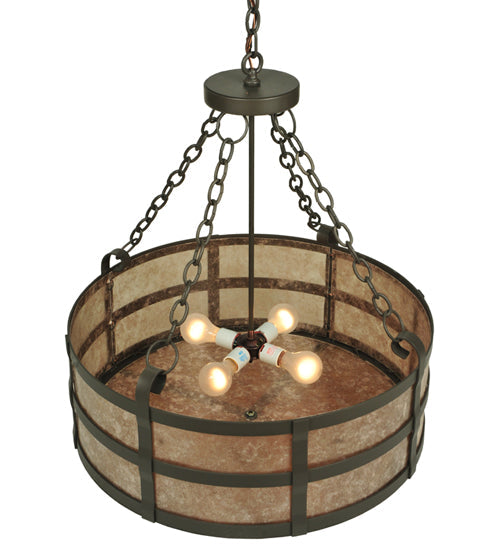 Meyda Lighting Truffle 26" 4-Light Timeless Bronze Inverted Pendant Light With Silver Mica Shade Glass