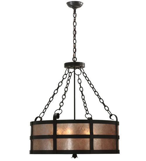 Meyda Lighting Truffle 26" 4-Light Timeless Bronze Inverted Pendant Light With Silver Mica Shade Glass