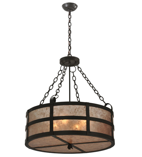 Meyda Lighting Truffle 26" 4-Light Timeless Bronze Inverted Pendant Light With Silver Mica Shade Glass