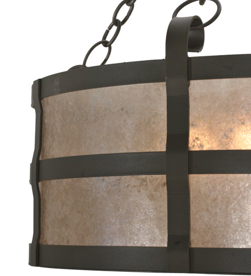 Meyda Lighting Truffle 26" 4-Light Timeless Bronze Inverted Pendant Light With Silver Mica Shade Glass