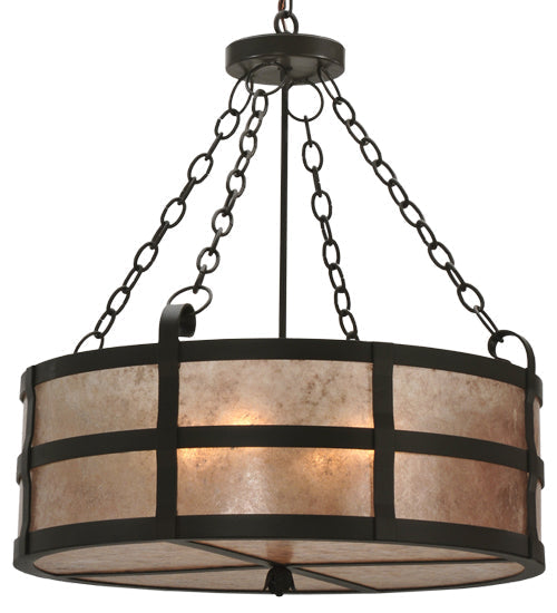 Meyda Lighting Truffle 26" 4-Light Timeless Bronze Inverted Pendant Light With Silver Mica Shade Glass