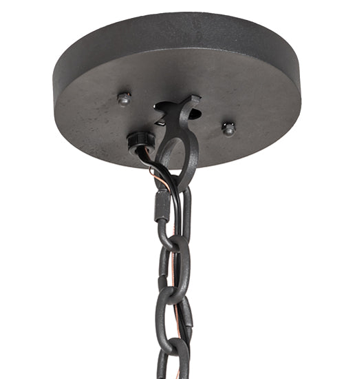Meyda Lighting Tryon 18" 8-Light Old Wrought Iron Pendant Light With Clear Seeded Shade Glass
