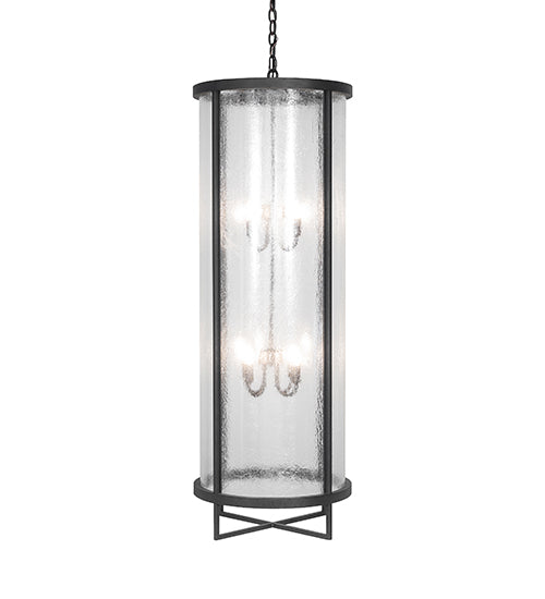 Meyda Lighting Tryon 18" 8-Light Old Wrought Iron Pendant Light With Clear Seeded Shade Glass