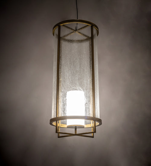 Meyda Lighting Tryon 18" LED Gold Matte Pendant Light With Clear Seeded Glass & Statuario Idalight Shade