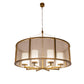 Meyda Lighting Tryon 60" LED Gold Matte Chandelier With Clear Seeded & White Shade Glass