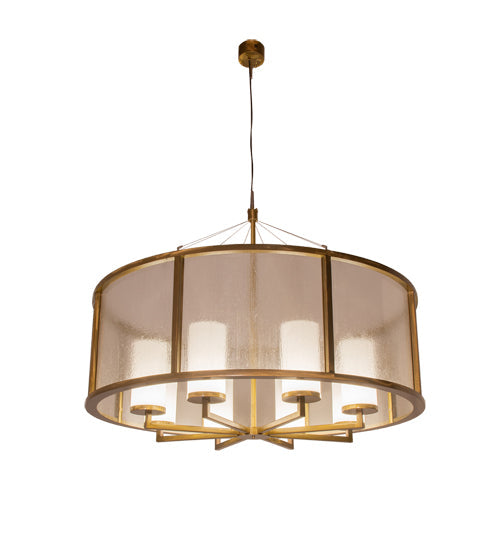 Meyda Lighting Tryon 60" LED Gold Matte Chandelier With Clear Seeded & White Shade Glass