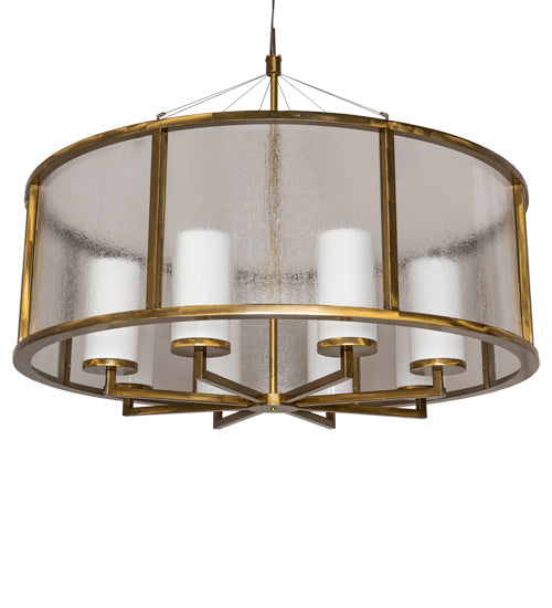 Meyda Lighting Tryon 60" LED Gold Matte Chandelier With Clear Seeded & White Shade Glass