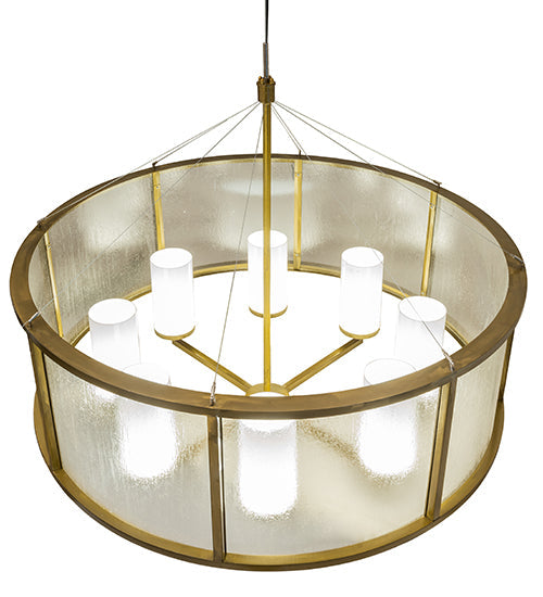 Meyda Lighting Tryon 60" LED Gold Matte Chandelier With Clear Seeded & White Shade Glass