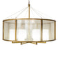 Meyda Lighting Tryon 60" LED Gold Matte Chandelier With Clear Seeded & White Shade Glass