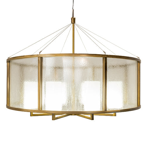 Meyda Lighting Tryon 60" LED Gold Matte Chandelier With Clear Seeded & White Shade Glass