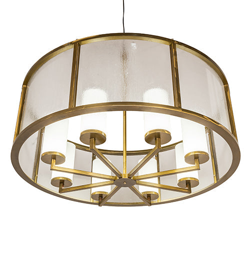 Meyda Lighting Tryon 60" LED Gold Matte Chandelier With Clear Seeded & White Shade Glass
