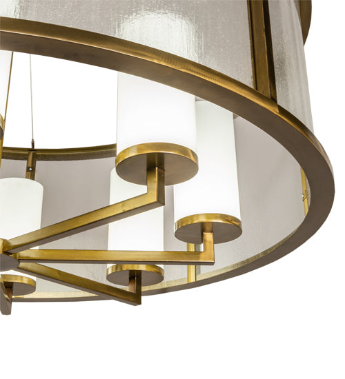 Meyda Lighting Tryon 60" LED Gold Matte Chandelier With Clear Seeded & White Shade Glass