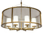 Meyda Lighting Tryon 60" LED Gold Matte Chandelier With Clear Seeded & White Shade Glass