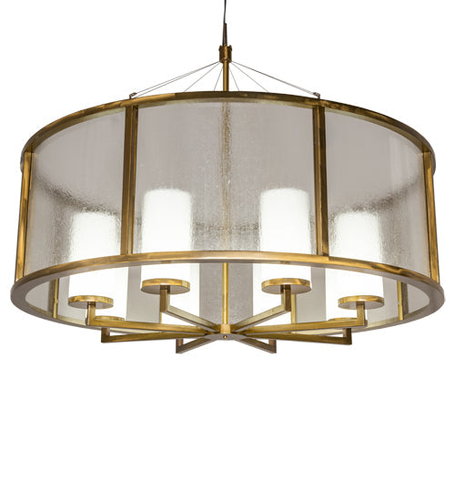 Meyda Lighting Tryon 60" LED Gold Matte Chandelier With Clear Seeded & White Shade Glass