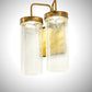 Meyda Lighting Tryon 8" 2-Light LED Gold Matte Wall Sconce With Clear Cracked Ice Shade Glass