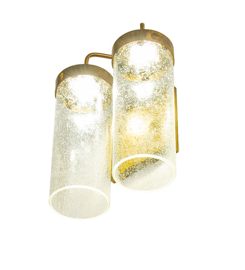 Meyda Lighting Tryon 8" 2-Light LED Gold Matte Wall Sconce With Clear Cracked Ice Shade Glass