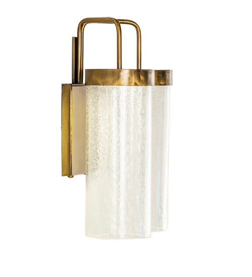 Meyda Lighting Tryon 8" 2-Light LED Gold Matte Wall Sconce With Clear Cracked Ice Shade Glass