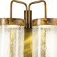 Meyda Lighting Tryon 8" 2-Light LED Gold Matte Wall Sconce With Clear Cracked Ice Shade Glass