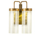 Meyda Lighting Tryon 8" 2-Light LED Gold Matte Wall Sconce With Clear Cracked Ice Shade Glass