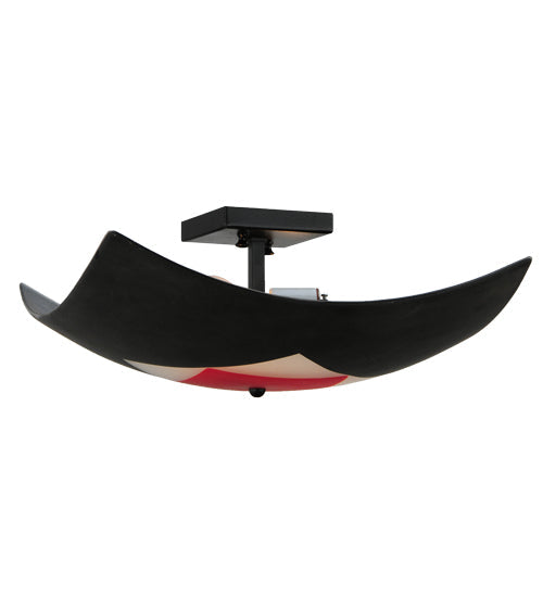 Meyda Lighting Tucano 20" 2-Light Black Flush Mount Light With Multi-Colored Fused Shade Glass