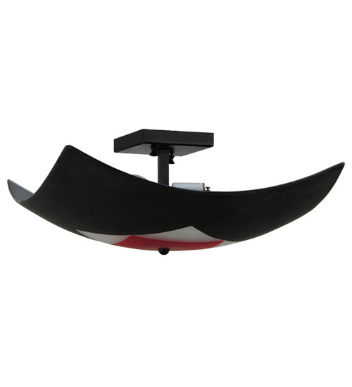 Meyda Lighting Tucano 20" 2-Light Black Flush Mount Light With Multi-Colored Fused Shade Glass