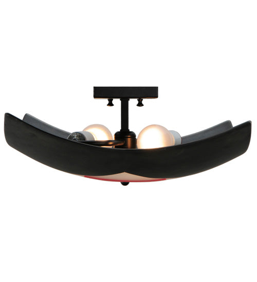 Meyda Lighting Tucano 20" 2-Light Black Flush Mount Light With Multi-Colored Fused Shade Glass