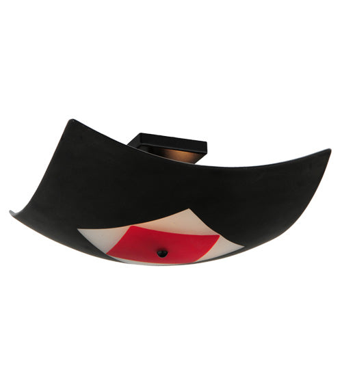 Meyda Lighting Tucano 20" 2-Light Black Flush Mount Light With Multi-Colored Fused Shade Glass
