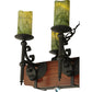 Meyda Lighting Tudor 60" 15-Light LED Wrought Iron Island Chandelier With Green Irregular Candle Top Jadestone Shade
