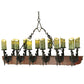 Meyda Lighting Tudor 60" 15-Light LED Wrought Iron Island Chandelier With Green Irregular Candle Top Jadestone Shade