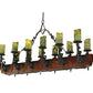 Meyda Lighting Tudor 60" 15-Light LED Wrought Iron Island Chandelier With Green Irregular Candle Top Jadestone Shade
