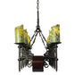 Meyda Lighting Tudor 60" 15-Light LED Wrought Iron Island Chandelier With Green Irregular Candle Top Jadestone Shade