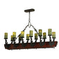 Meyda Lighting Tudor 60" 15-Light LED Wrought Iron Island Chandelier With Green Jadestone Shade