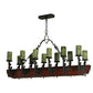 Meyda Lighting Tudor 60" 15-Light LED Wrought Iron Island Chandelier With Green Jadestone Shade