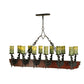 Meyda Lighting Tudor 60" 15-Light LED Wrought Iron Island Chandelier With Green Jadestone Shade
