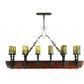 Meyda Lighting Tudor 60" 15-Light LED Wrought Iron Island Chandelier With Green Jadestone Shade