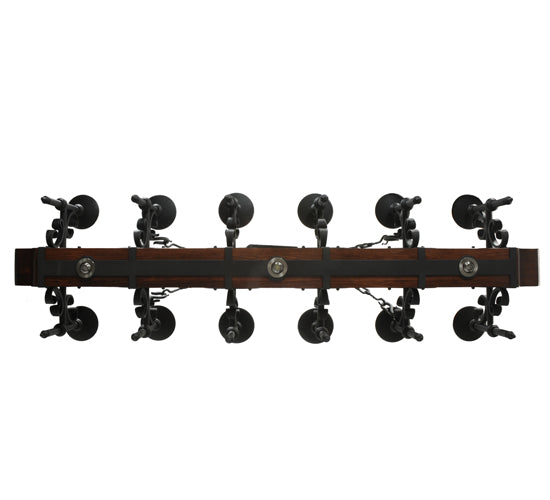 Meyda Lighting Tudor 60" 15-Light LED Wrought Iron Island Chandelier With Green Jadestone Shade