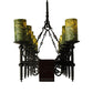 Meyda Lighting Tudor 60" 15-Light LED Wrought Iron Island Chandelier With Green Jadestone Shade