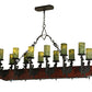 Meyda Lighting Tudor 60" 15-Light LED Wrought Iron Island Chandelier With Green Jadestone Shade