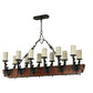 Meyda Lighting Tudor 60" 15-Light LED Wrought Iron Island Chandelier With White Jadestone Shade