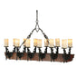 Meyda Lighting Tudor 60" 15-Light LED Wrought Iron Island Chandelier With White Jadestone Shade