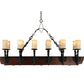 Meyda Lighting Tudor 60" 15-Light LED Wrought Iron Island Chandelier With White Jadestone Shade