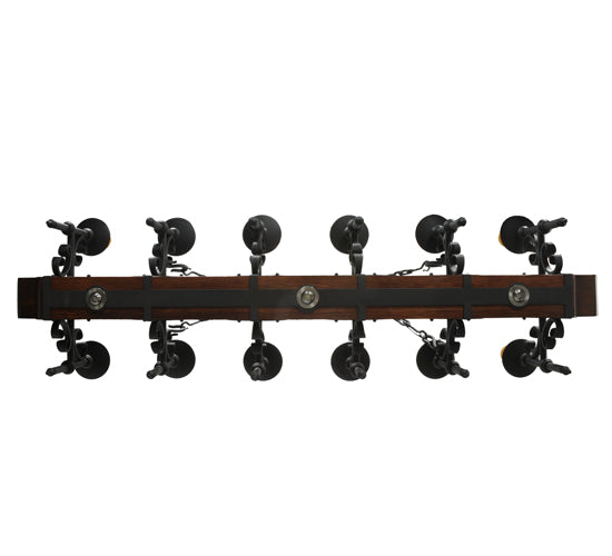Meyda Lighting Tudor 60" 15-Light LED Wrought Iron Island Chandelier With White Jadestone Shade