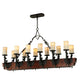 Meyda Lighting Tudor 60" 15-Light LED Wrought Iron Island Chandelier With White Jadestone Shade
