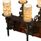 Meyda Lighting Tudor 60" 15-Light Natural Wood & Wrought Iron Island Chandelier With Light Green Jadestone Shade