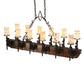 Meyda Lighting Tudor 60" 15-Light Natural Wood & Wrought Iron Island Chandelier With Light Green Jadestone Shade